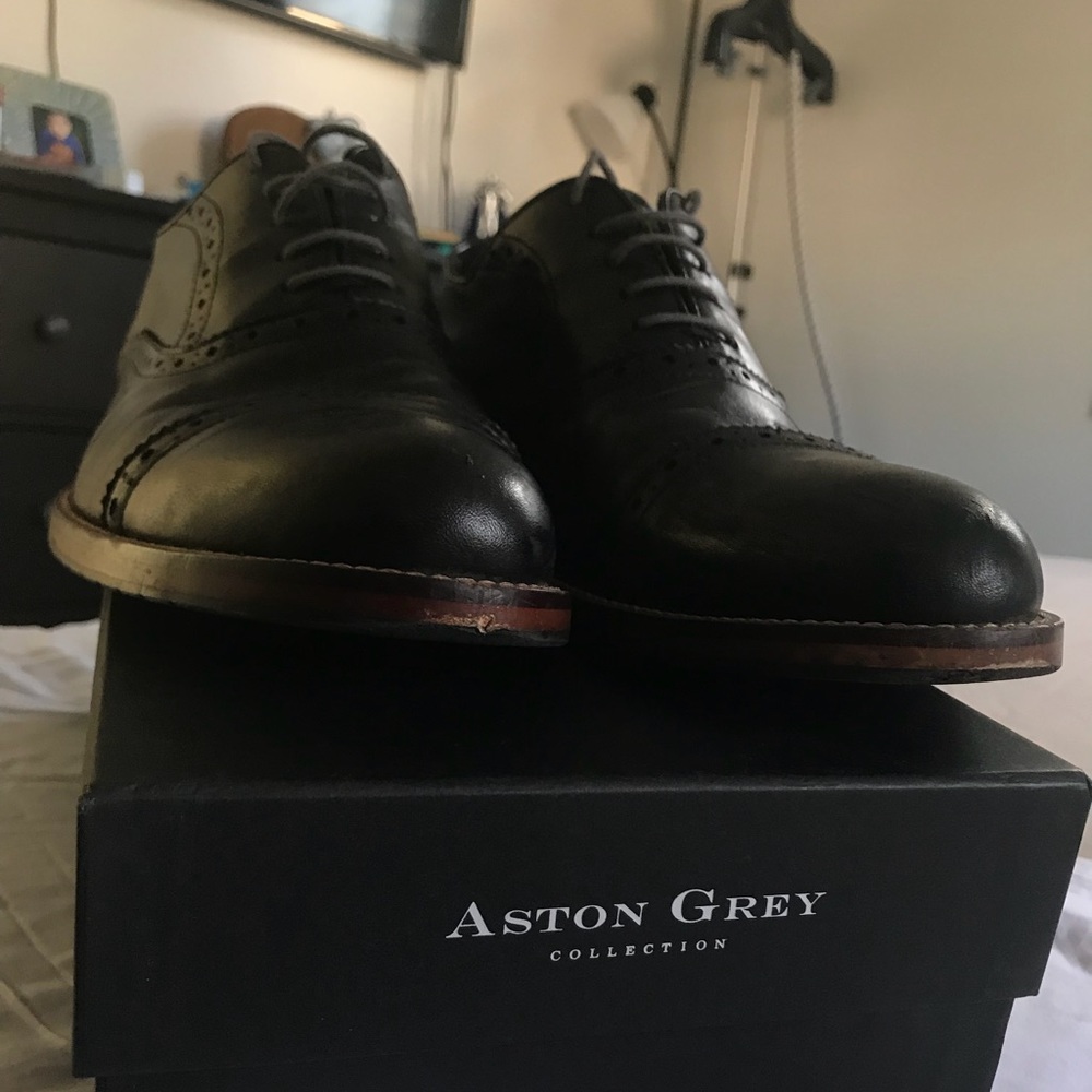 Aston Grey Black Shoes